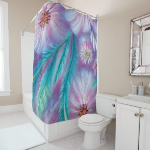 Rideaux De Douche Belle Motif de plumes et fleurs