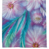 Rideaux De Douche Belle Motif de plumes et fleurs (Devant)