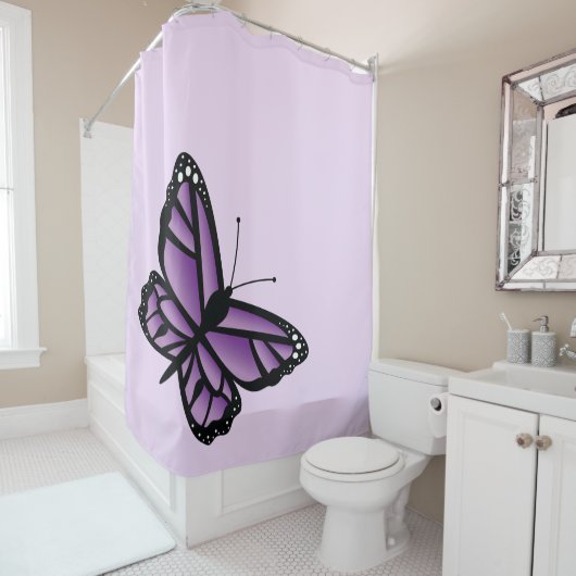 Rideaux De Douche Belle Papillon Violet (En situation)