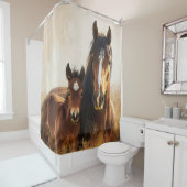 Rideaux De Douche Belle peinture de jument et de poulain (En situation)