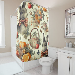 Rideaux De Douche Belle peinture Vintage de lapin