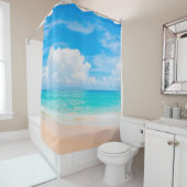 Rideaux De Douche Belle plage tropicale avec ciel bleu et c blanc (En situation)