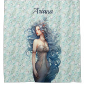 Rideaux De Douche Belle sirène à ailes bleues (Devant)