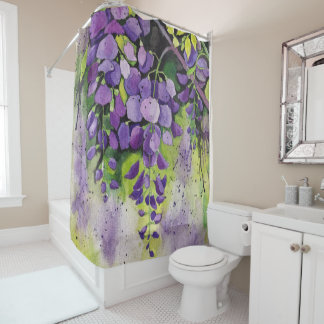 Rideaux De Douche Belles Fleurs De Wisteria En Aquarelle