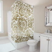 Rideaux De Douche Belles fleurs d'or Motif sans couture (En situation)