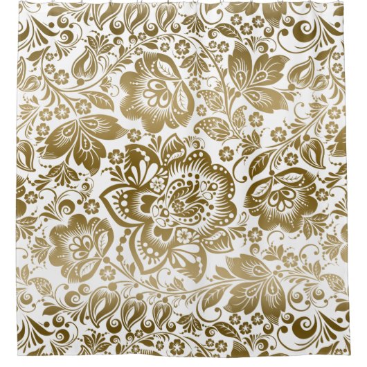 Rideaux De Douche Belles fleurs d'or Motif sans couture (Devant)