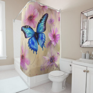 Rideaux De Douche Belles fleurs et papillon