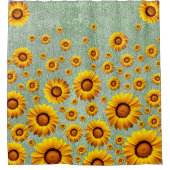 Rideaux De Douche Belles fleurs jaunes sur vert citron (Devant)