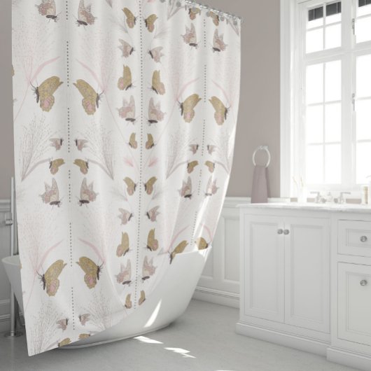 Rideaux De Douche Belles papillons d'or