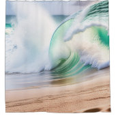 Rideaux De Douche Belles Vagues Turquoise Plage Sablonneuse Été (Devant)
