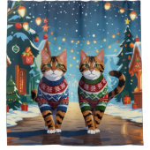 Rideaux De Douche Bengal Cats Christmas Snow Holiday (Devant)