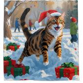 Rideaux De Douche Bengale Chat Noël Festive Scène de neige (Devant)