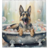 Rideaux De Douche Berger Allemand Dans Baignoire Aquarelle Chien Art (Devant)