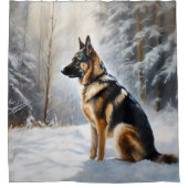 Rideaux De Douche Berger Allemand Laisser Neige Noël (Devant)