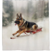 Rideaux De Douche Berger allemand Noël neige hiver (Devant)