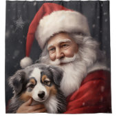 Rideaux De Douche Berger australien avec Noël du Père Noël (Devant)