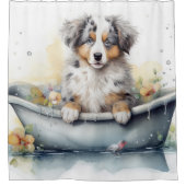 Rideaux De Douche Berger Australien Dans La Baignoire Aquarelle Chie (Devant)