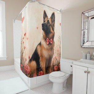 Rideaux De Douche Berger belge avec des roses - Saint-Valentin