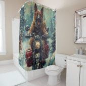Rideaux De Douche Berger belge Chien à cheval Moto Noël (En situation)