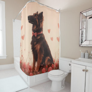 Rideaux De Douche Berger d'Anatolie avec des Roses - Saint-Valentin
