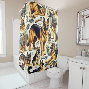 Rideaux De Douche Berger vintage allemand sans couture