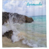 Rideaux De Douche Bermudes Vague sur roches de lave noire (Devant)