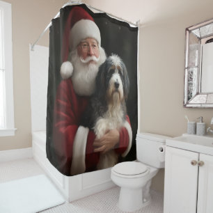 Rideaux De Douche Bernedoodle avec Noël Festif du Père Noël