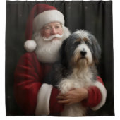 Rideaux De Douche Bernedoodle avec Noël Festif du Père Noël (Devant)