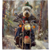 Rideaux De Douche Bernedoodle Chien équitation Moto Noël (Devant)
