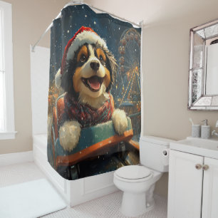Rideaux De Douche Bernedoodle Chien Montagnes Russes Noël