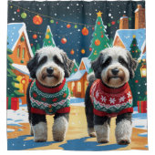 Rideaux De Douche Bernedoodle Dogs Christmas Snow Holiday (Devant)