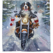 Rideaux De Douche Bernese Mountain Dog équitation Moto Noël (Devant)
