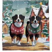 Rideaux De Douche Bernese Mountain Dogs Christmas Snow Holiday (Devant)