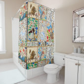 RIDEAUX DE DOUCHE BESTIAIRE MÉDIÉVAL JOUER DES INSTRUMENTS MUSICAUX (En situation)