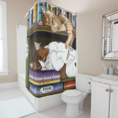 Rideaux De Douche Bibliothèque de chats de plateau de livres (En situation)