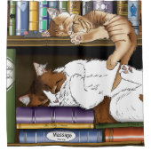 Rideaux De Douche Bibliothèque de chats de plateau de livres (Devant)
