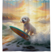 Rideaux De Douche Bichon Frise Beach Plage Surf Peinture (Devant)