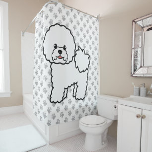 Rideaux De Douche Bichon Frise Chien de Dessin Animé Mignon & Pattes