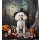 Rideaux De Douche Bichon Frise Citrouilles Halloween effrayant (Devant)