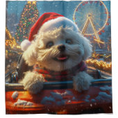 Rideaux De Douche Bichon Frise Dog Roller Dessous de verre Noël (Devant)