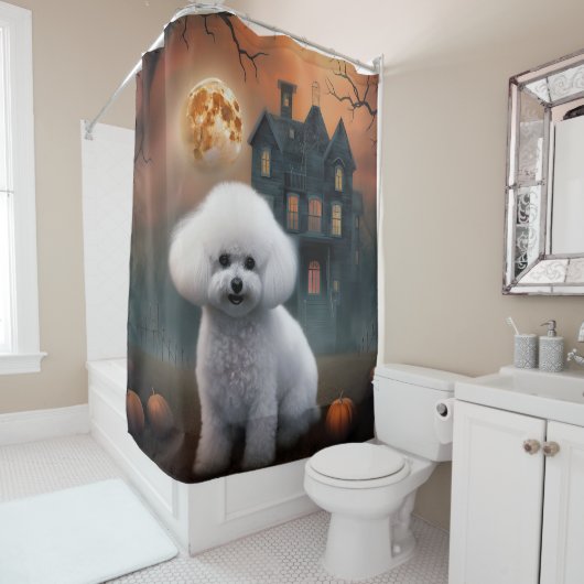 Rideaux De Douche Bichon Frise Halloween effroi (En situation)