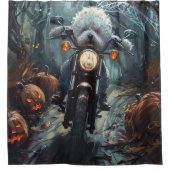 Rideaux De Douche Bichon Frise Riding Moto Halloween Scandale (Devant)