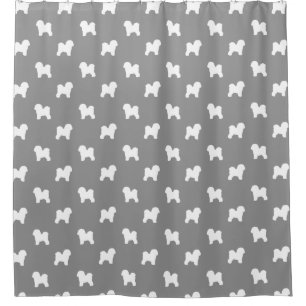 Rideaux De Douche Bichon Frise Silhouettes Motif Gris