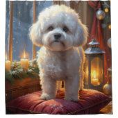 Rideaux De Douche Bichon Frise With Christmas Lights Holiday (Devant)