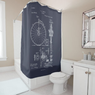 Rideaux De Douche Bicyclette antique 1887 Penny Farthing Brevet