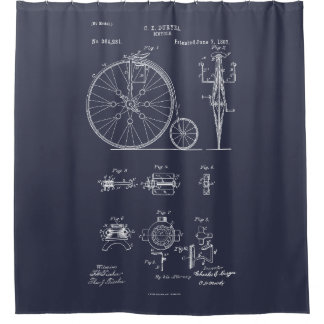 Rideaux De Douche Bicyclette antique 1887 Penny Farthing Brevet