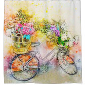 Rideaux De Douche Bicyclette et fleurs (Devant)