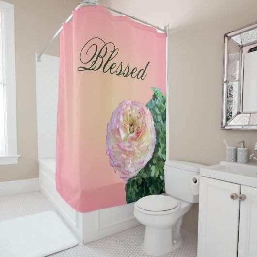 Rideaux De Douche Bienheureux Floral rose (En situation)