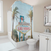 RIDEAUX DE DOUCHE BIENVENUE À LAS VEGAS (En situation)