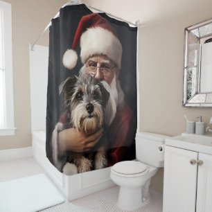 Rideaux De Douche Biewer Terrier Avec Noël Festif Du Père Noël